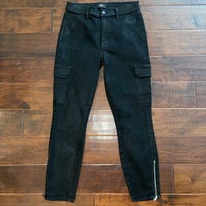 7‎ For All Mankind Leather Like Denim Skinny Cargo Jeans Size 29 Stretch Y2K